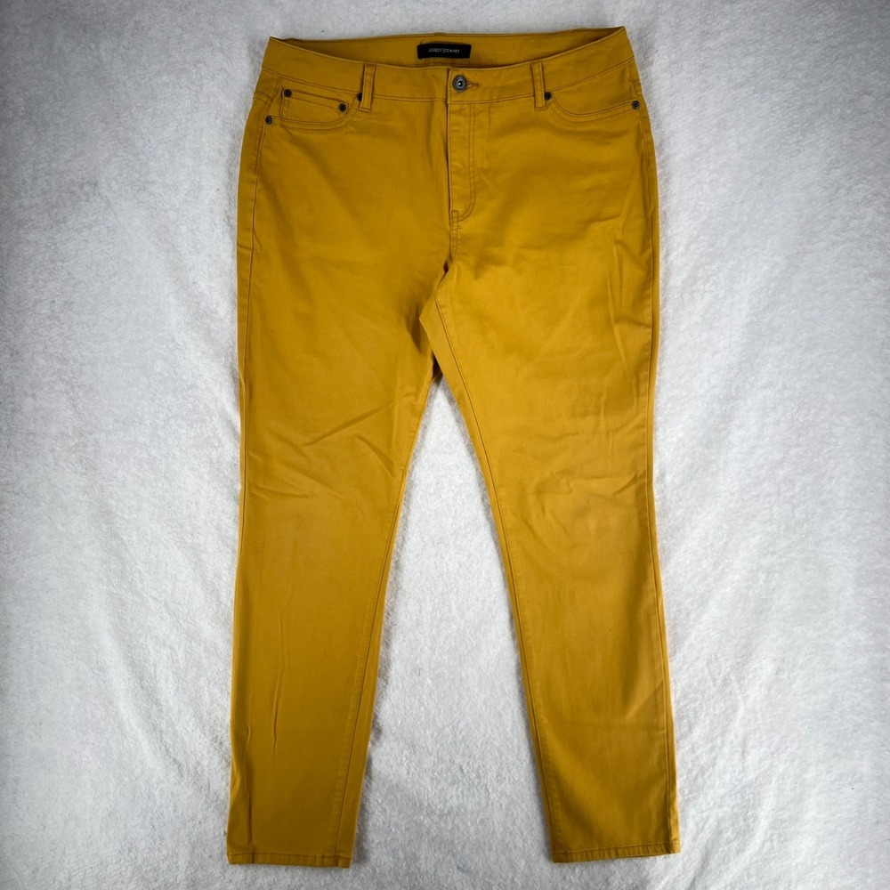 Ashley Stewart Jeans Womens 14 Mustard Denim Cotton Stretch High Rise Skinny Leg